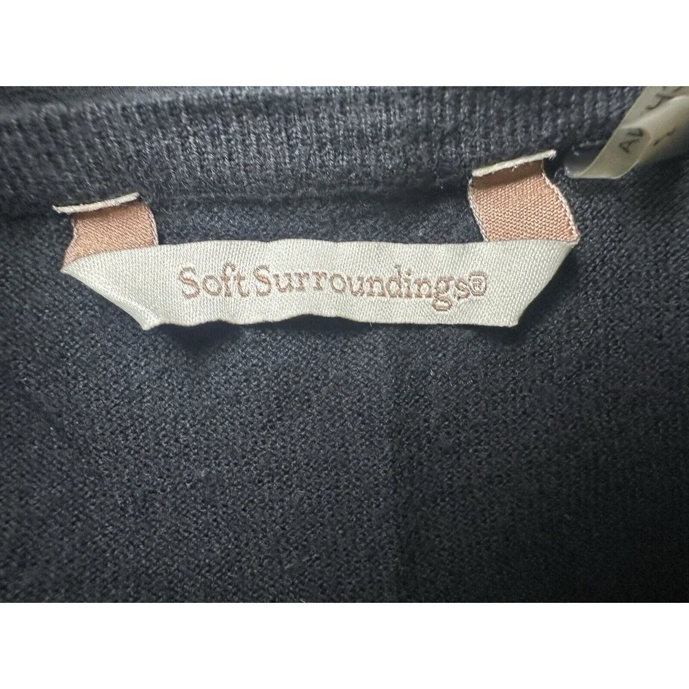 Soft Surroundings Black Open Front‎ Cardigan Cotton Blend Women's MEDIUM